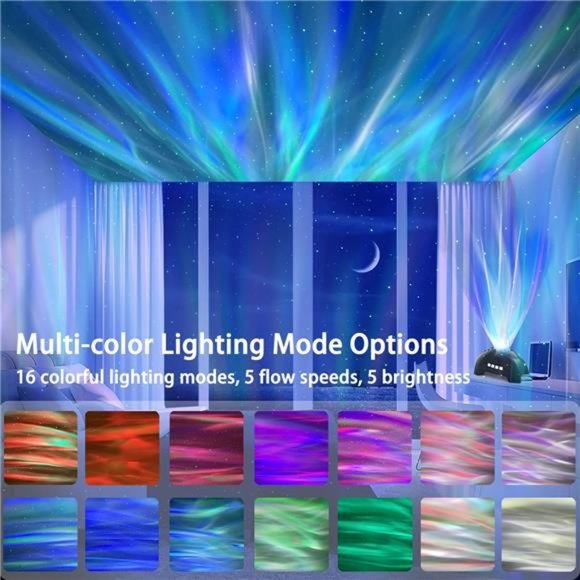 Northern Lights Aurora Projector, Star Projector Music Speaker, White Noise - Picture 2 of 6